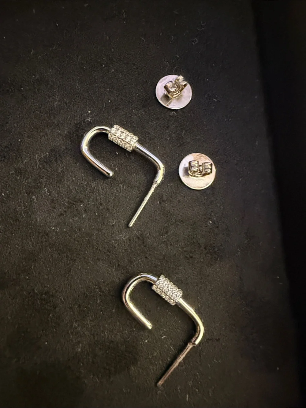 Crystal-Embellished Silver Open Hoop Earrings - Women Jewelry